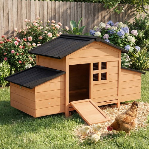 Chicken coop with two - chicken,