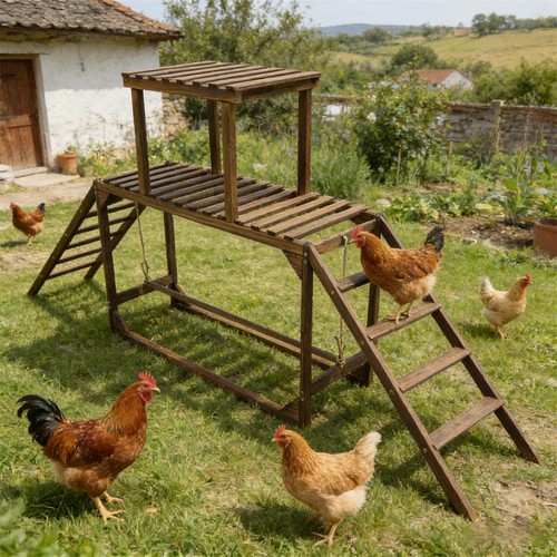 Chicken coop toy with swing - chicken,