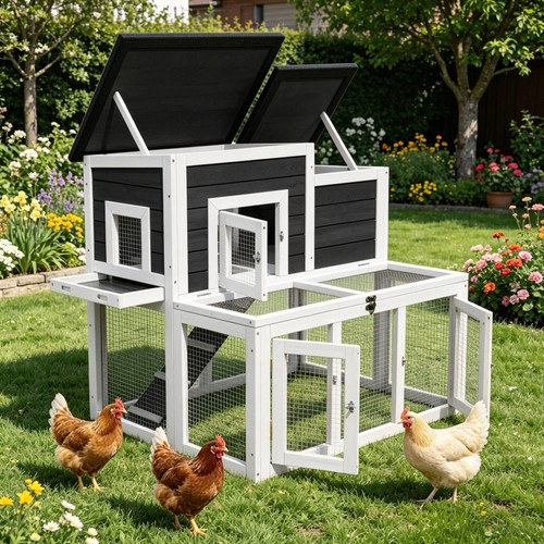 Tier wooden chicken coop - 2-tier,